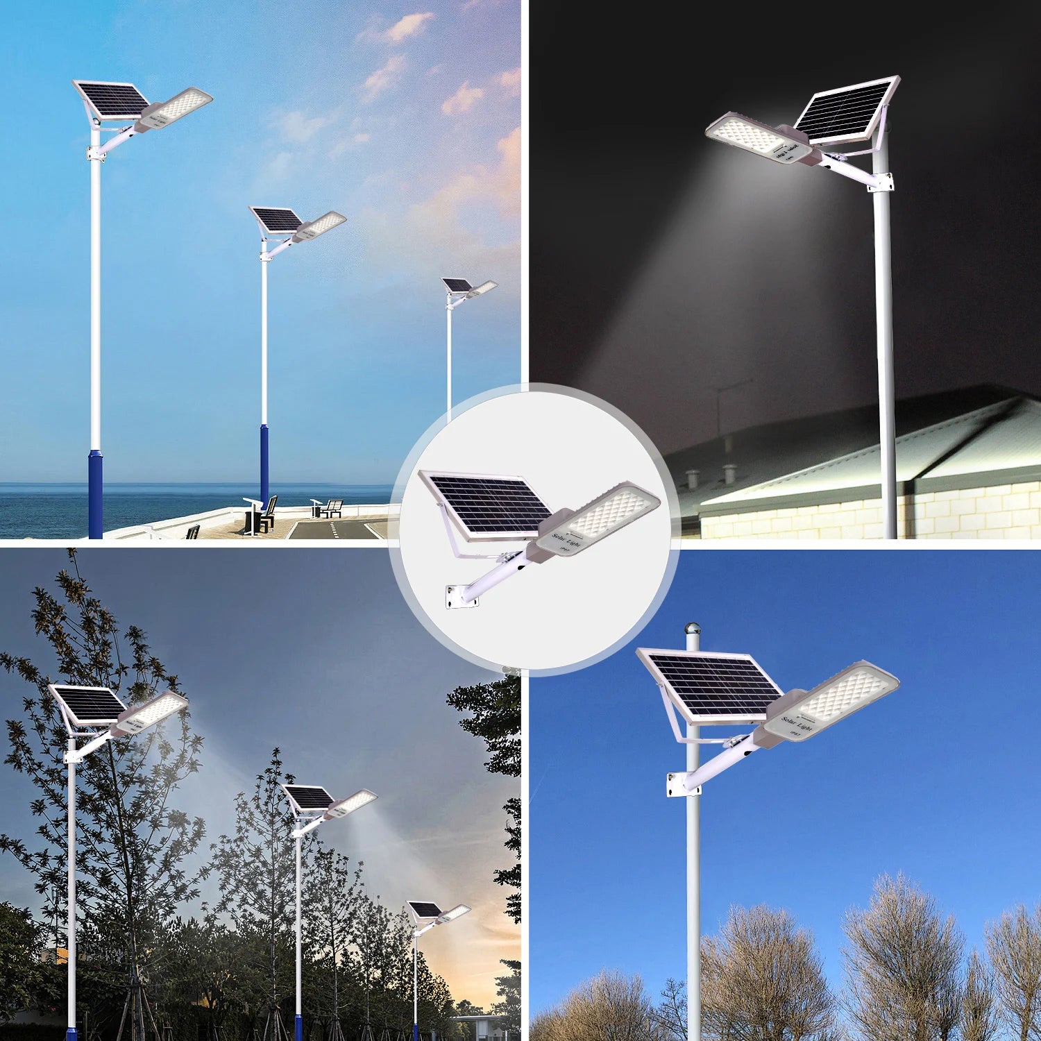 250W LED lumière solaire jardin extérieur étanche lampadaire solaire crépuscule à l'aube avec télécommande IP65 applique murale solaire