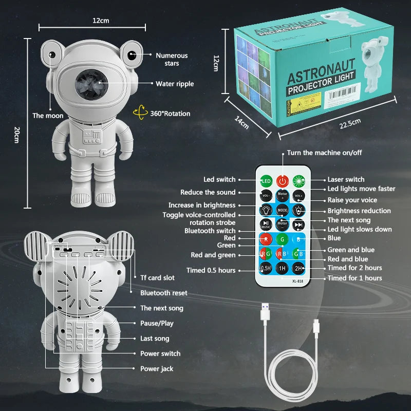 Projecteur d'étoiles pour enfants, veilleuse avec télécommande, conception réglable à 360 °, astronaute, nébuleuse, galaxie, éclairage pour enfants