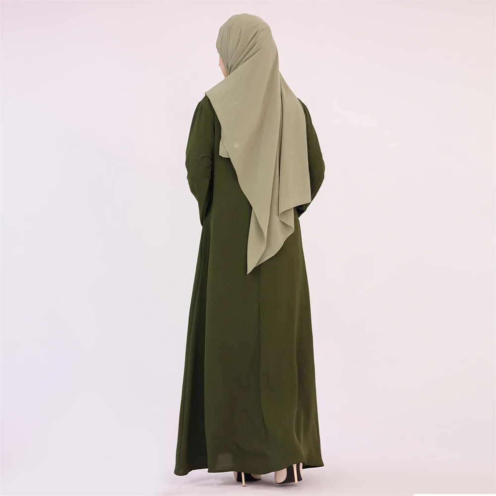 Noir blanc rose solide dubaï modeste sous Robe Abaya Islam caftan musulman avec poches robes pour femmes Robe Femme Musulmane