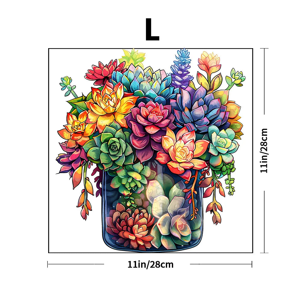 Puzzle en bois - Succulent coloré - Puzzle en bois pour adultes et enfants - Puzzle en bois animal de forme unique - Puzzle pour adultes