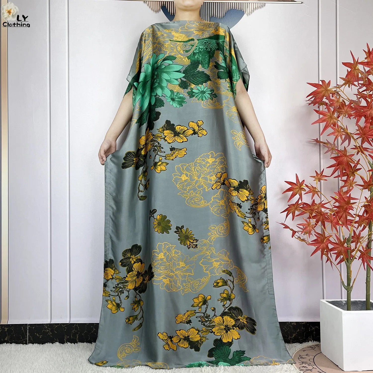 Muslim abayas with belt for women, African maxi dress, elegant evening dress, soft printed turban, new fashion, 2023