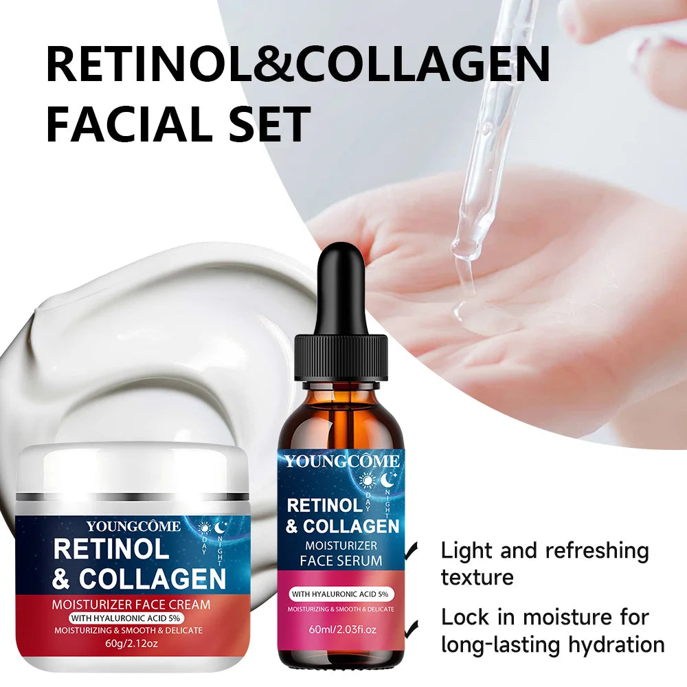YOUNGCOME Crème au rétinol pour le visage à l'acide hyaluronique, hydratant anti-âge pour femmes et hommes pour le visage réduit les rides et la sécheresse