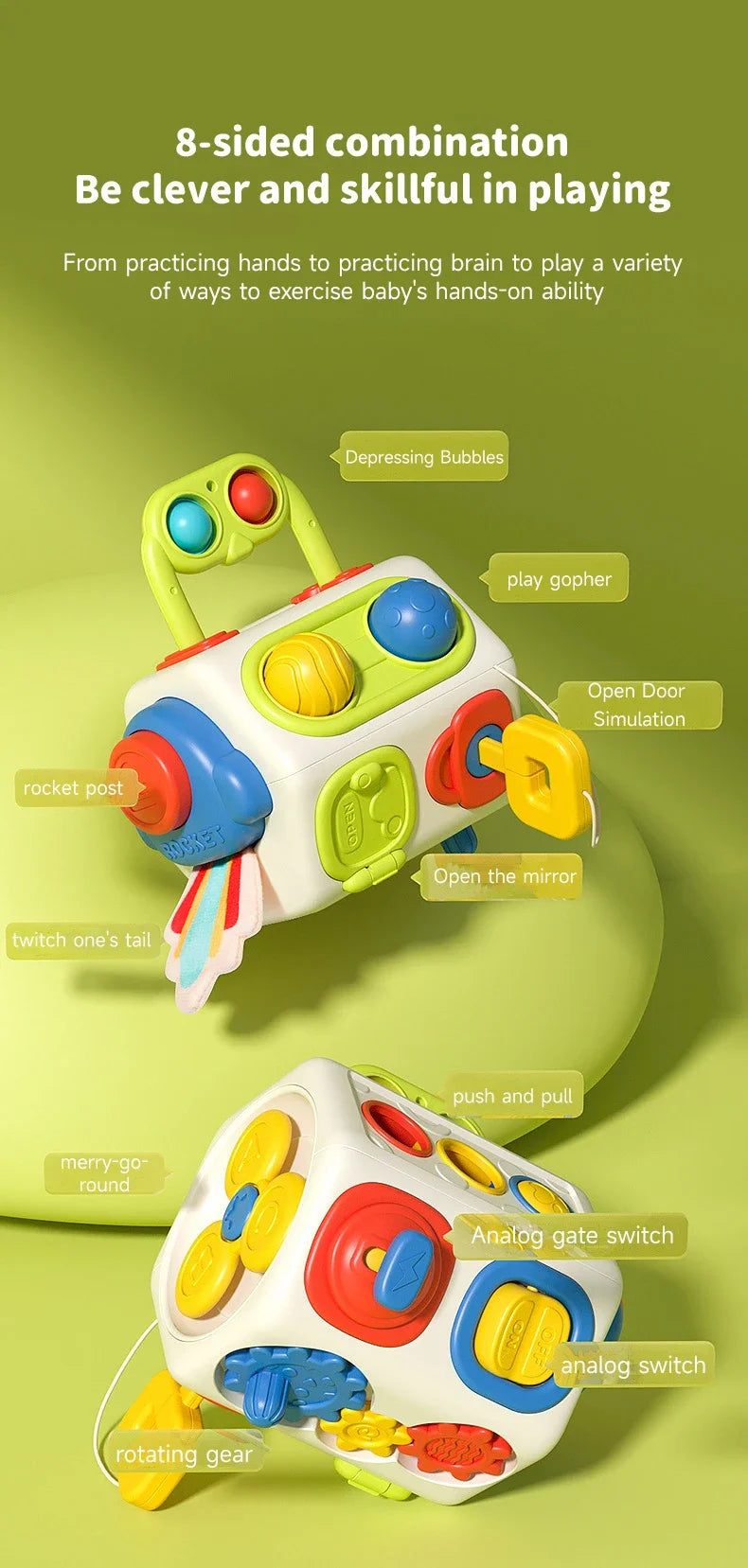 Cube occupé Montessori, jouets pour activités sensorielles pour tout-petits, planche occupée, apprentissage éducatif précoce, jouets de voyage, cadeau pour enfants