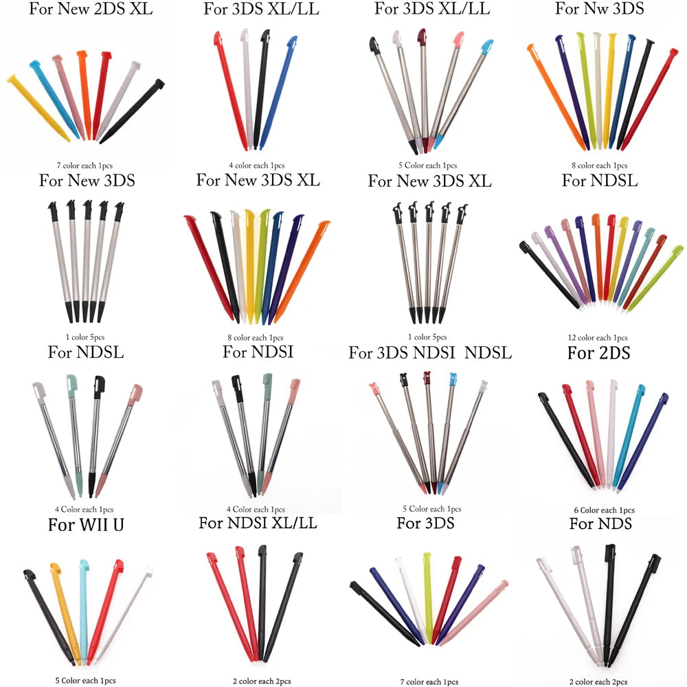 Plastic and metal touchscreen stylus, 1 set, for game consoles, compatible with Nintendo DS, Nintendo DS, Wii U, 2DS, 3DS XL, New 3DS XL, New 2DS XL