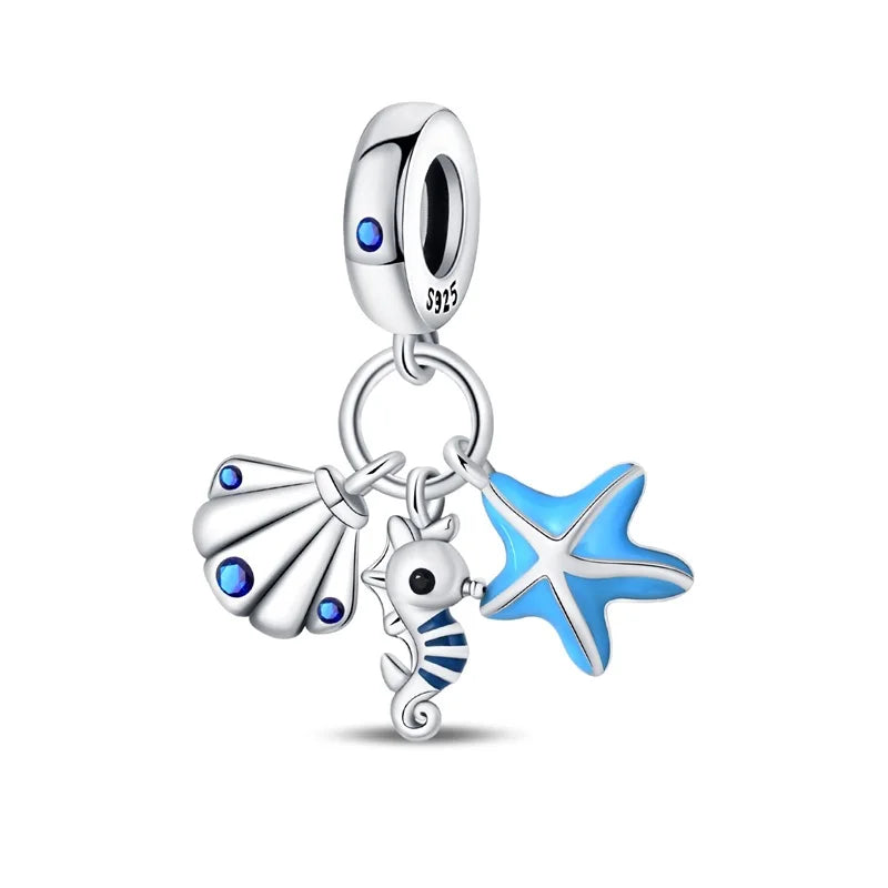 Pendentif de Collection d'écologie marine en argent Sterling 925, mignon, méduse, hippocampe, baleine et tortue, bijoux fins, cadeau de fête sur la plage
