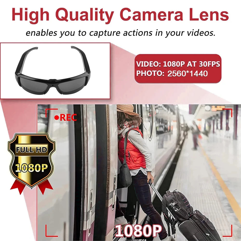 Mini caméra portable avec lunettes, enregistreur vidéo extérieur, prise de photos, cyclisme, contrôle à un bouton, HD, 1080P