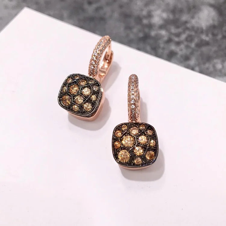 Boucles d'oreilles classiques en forme de bonbon, incrustation de Zircon, ruche en cristal, nid d'abeille, plaqué or, goutte d'eau, cadeau pour femmes, bijoux à la mode