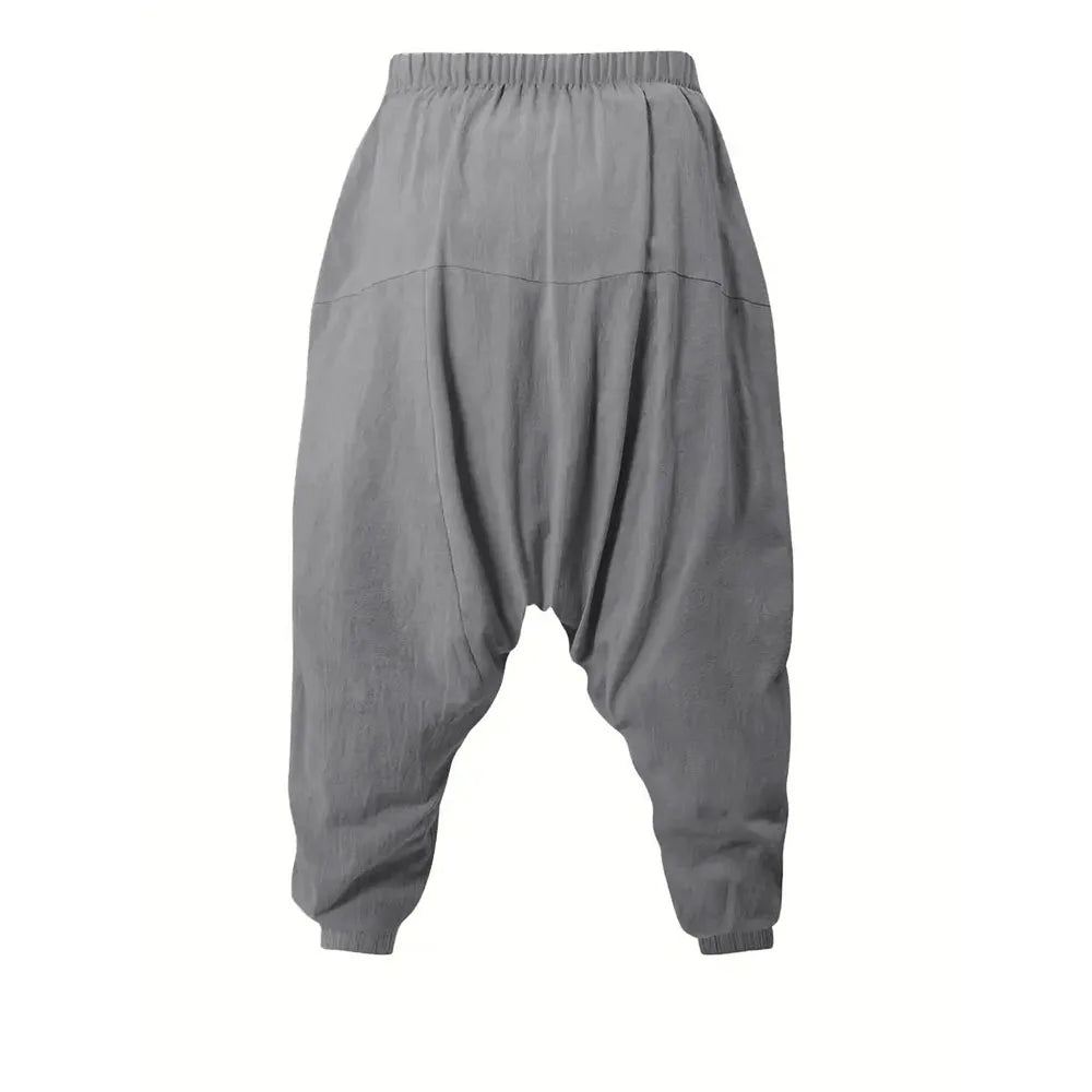 Sarouel pour hommes coton lin entrejambe bas confortable Streetwear coupe ample respirant léger pantalons longs hommes Joggers