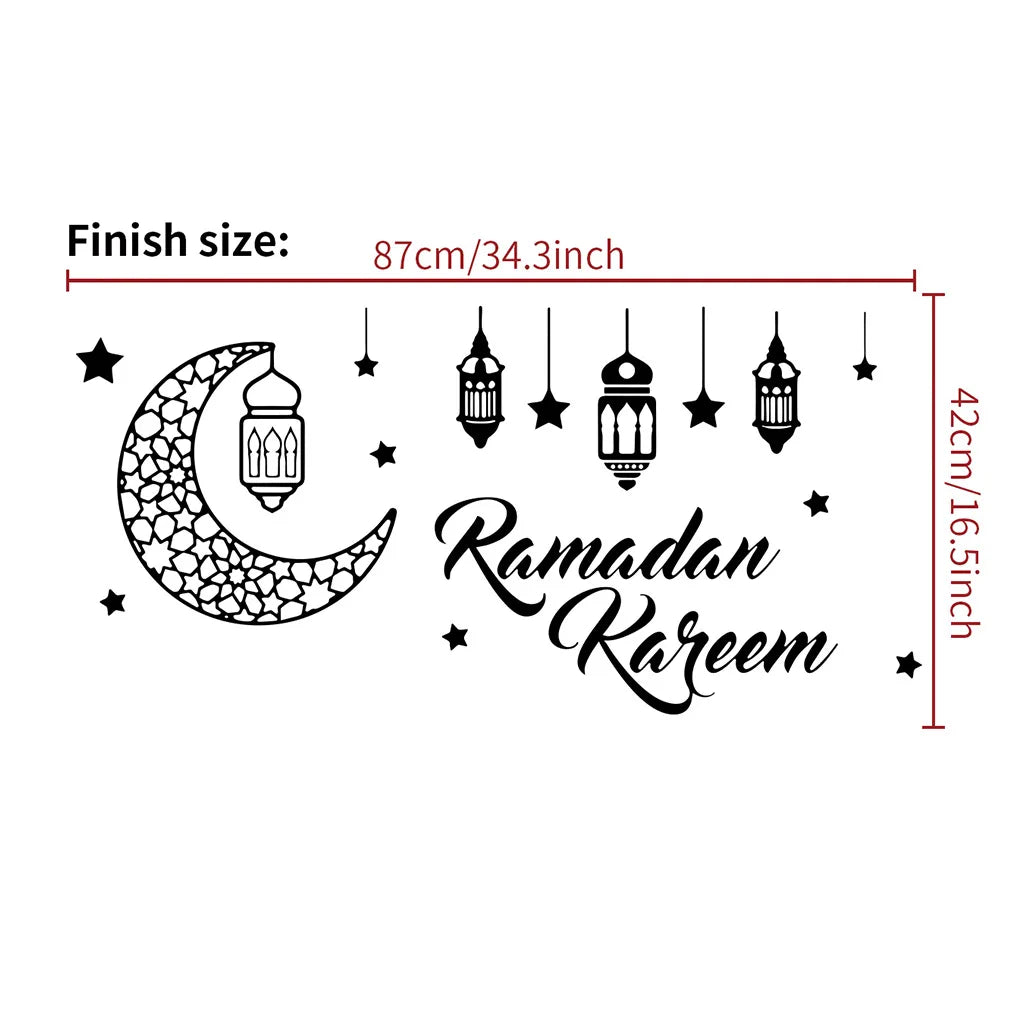 Ramadan wall stickers for wall decoration, Islamic Muslim wall stickers, Eid Mubarak, lantern, moon, star, window, Ramadan