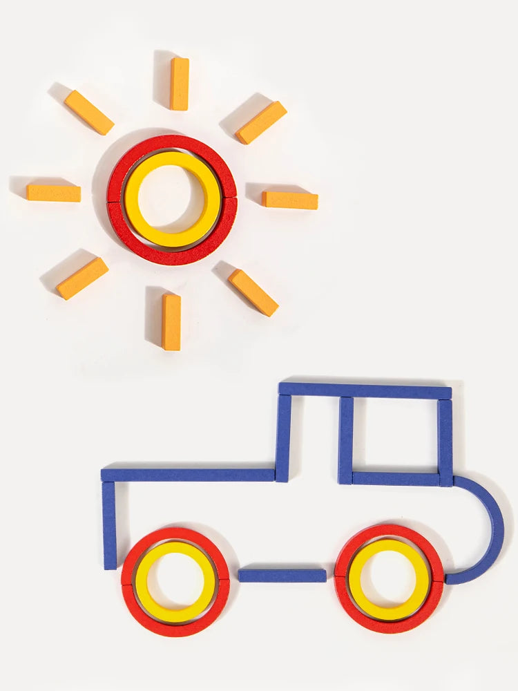 Bâtons et anneaux créatifs en bois, Puzzle, jeu d'intelligence, jouets éducatifs Montessori pour enfants de 3 ans