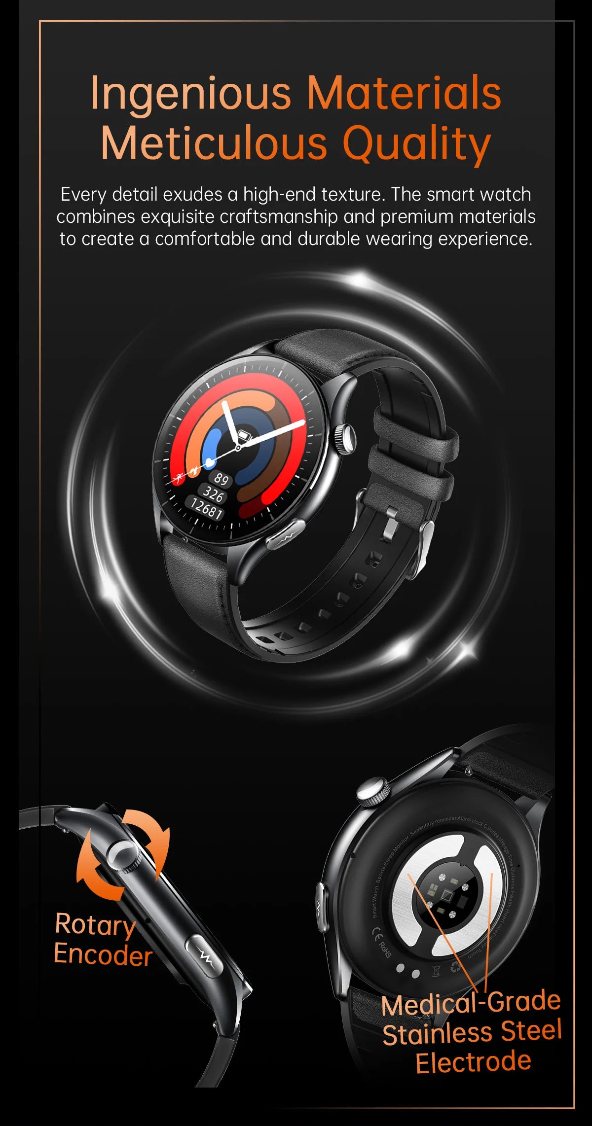 2025New surveillance de la santé acide uric pression artérielle oxygène sanguin analyse du corps montre intelligente ECG + PPG horloge montres intelligentes hommes pour IOS