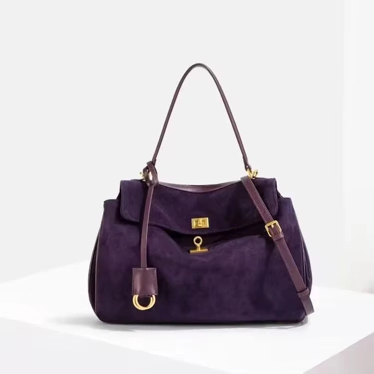 Sac à main de luxe pour femmes, café violet, marque avancée, Simple, fourre-tout en daim givré, sac à bandoulière de voyage pour banlieue