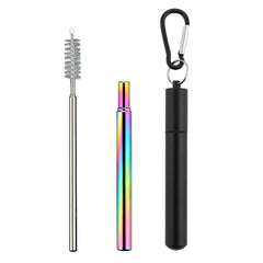 Paille Télescopique Réutilisable en Acier Inoxydable 304, Paille D.lique avec Brosse pour Livres, Ensemble de Pailles à Boire Portables pour Voyage avec Étui