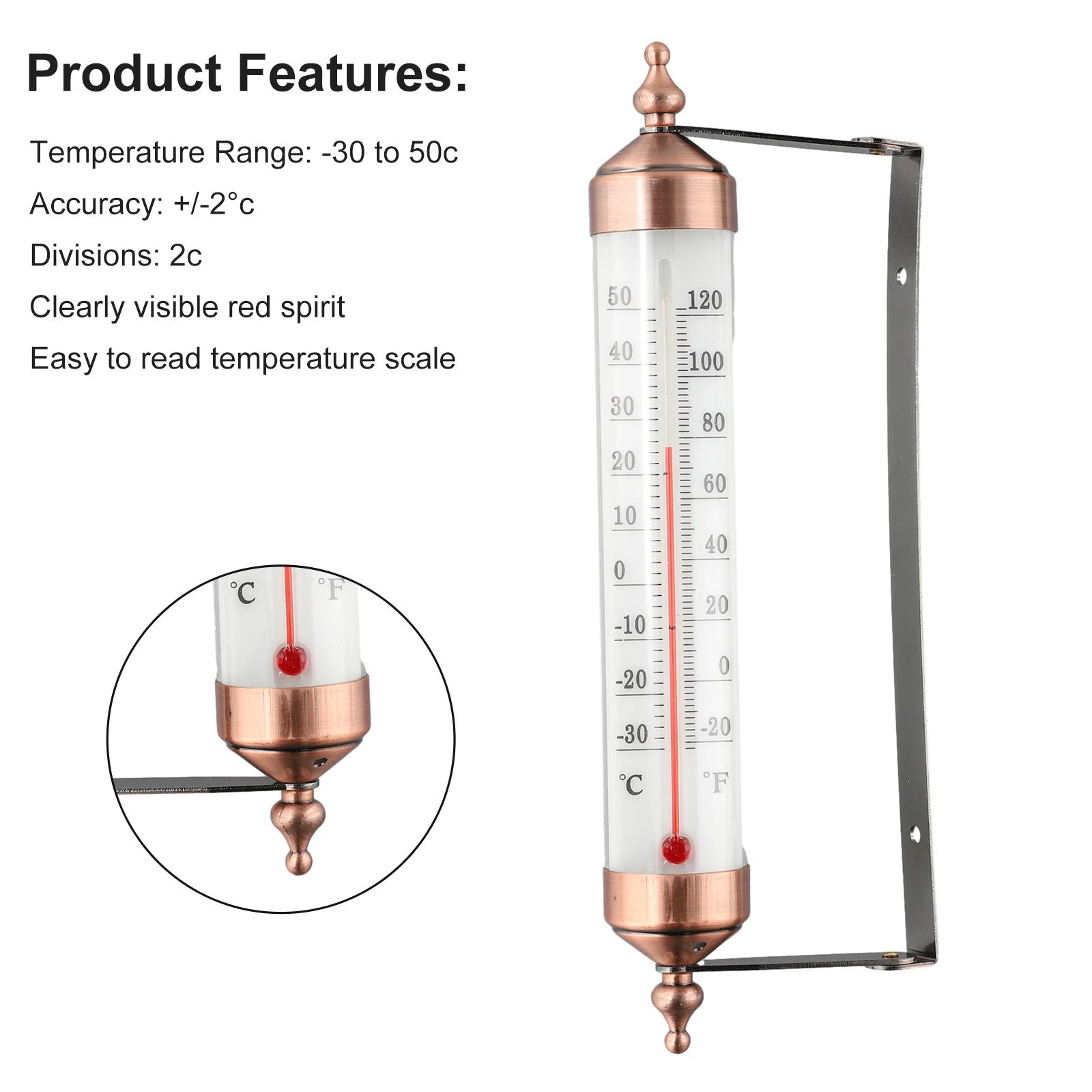 Therye.com-Thermomètres extérieurs, effet bronze, mur extérieur, serre, terrasse solaire, jardin extérieur