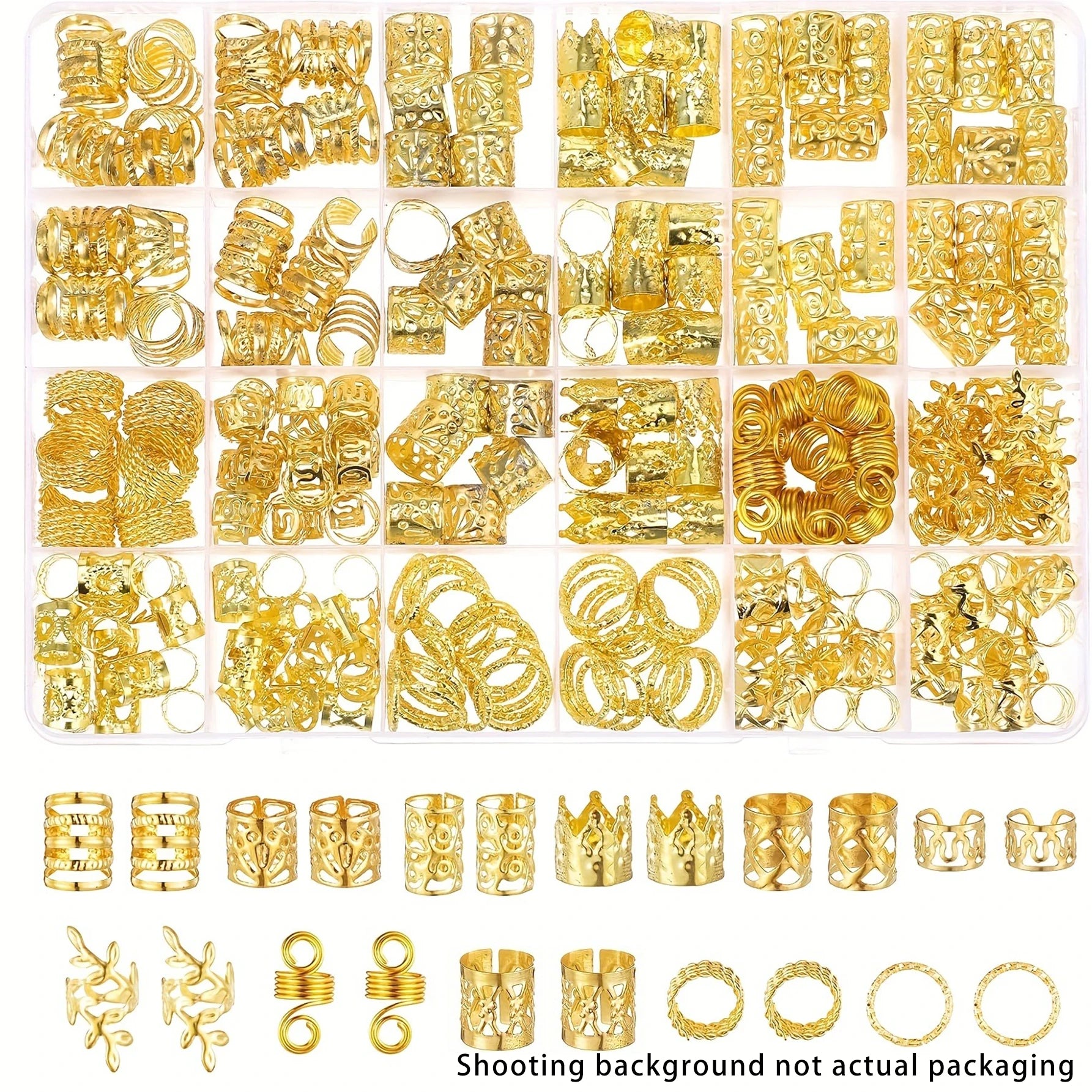 Ensemble d'accessoires pour cheveux en alliage unisexe, style bohème élégant, motifs creux et perlés, forme ronde, bijoux de cheveux décoratifs, 280 pièces