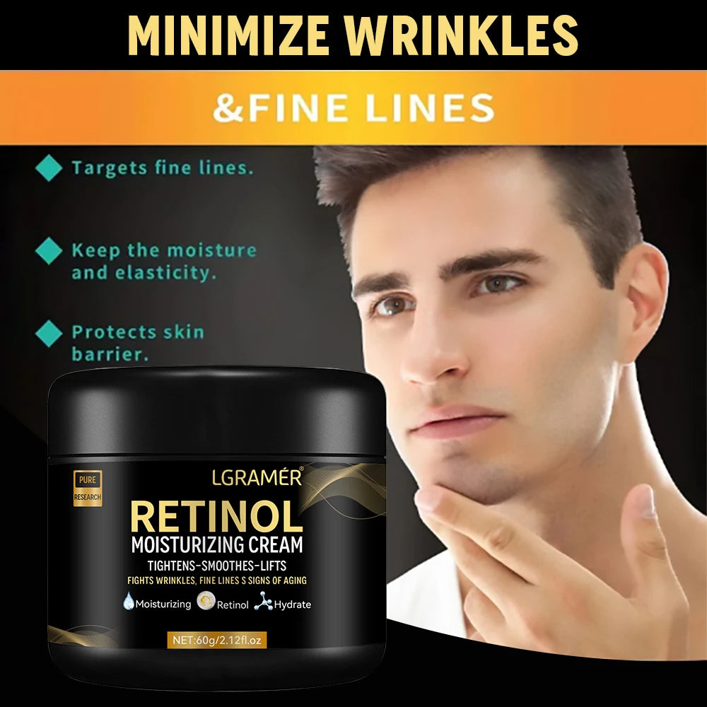 Crème hydratante pour le visage au rétinol pour hommes, Anti-rides, vieillissement, hydratant, rétrécit les Pores, blanchissant, lisse