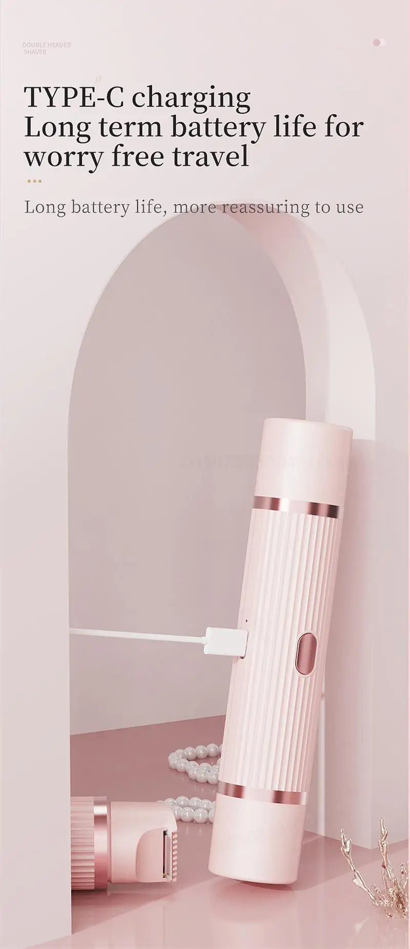 Tondeuse à barbe 2 en 1 rasoir électrique pour femmes Double tête épilation du corps aisselles Bikini tondeuse à barbe rasoir électrique