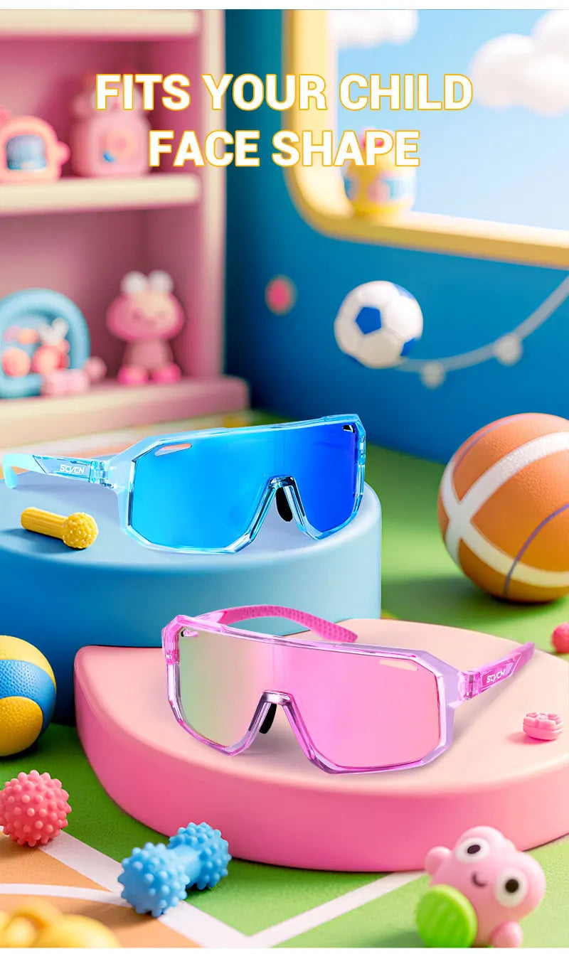 SCVCN mode enfants lunettes de soleil enfant sport lunettes garçon en plein air course patinage à roulettes lunettes de soleil fille vtt cyclisme lunettes