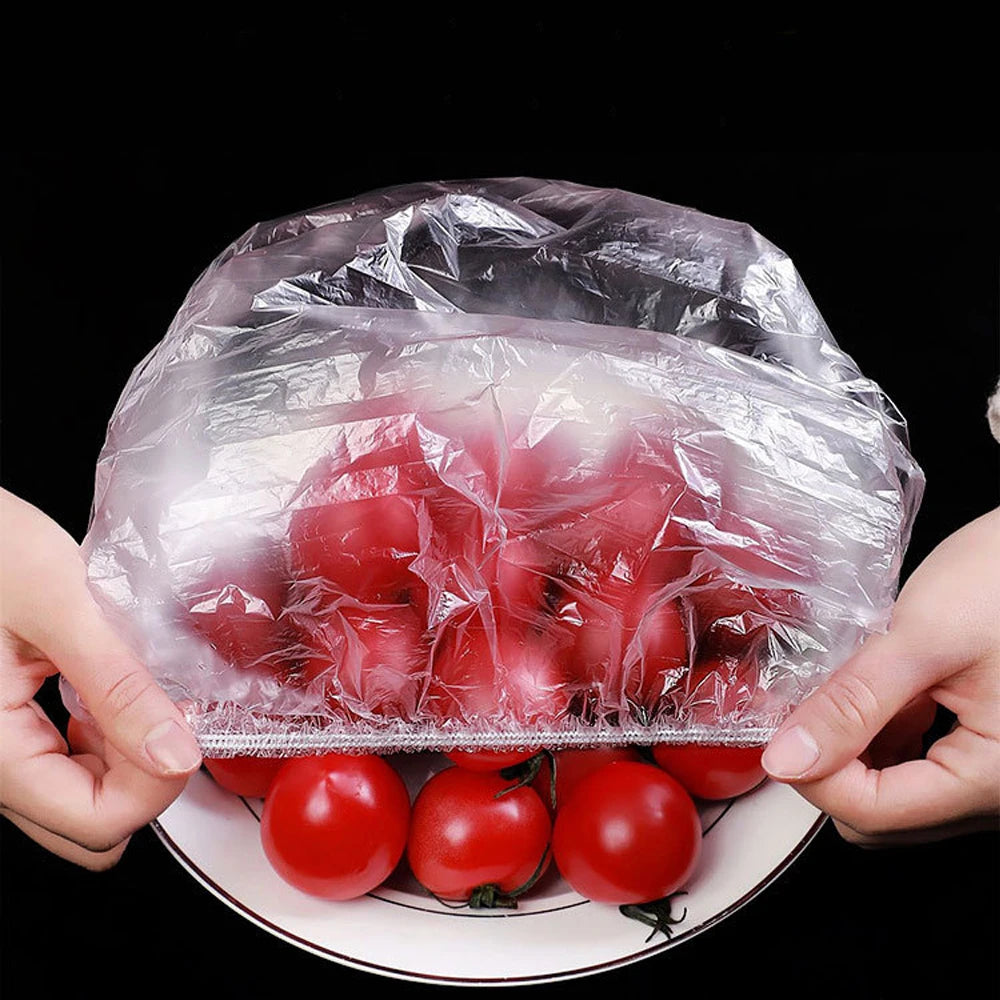 Couvercles de stockage d'emballage alimentaire réutilisables, 100 pièces, sacs pour bol, plaque élastique, couvercle en Silicone, fruits de cuisine, joint de conservation des frais en plastique