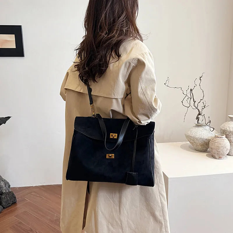 Sac à main de luxe pour femmes, café violet, marque avancée, Simple, fourre-tout en daim givré, sac à bandoulière de voyage pour banlieue