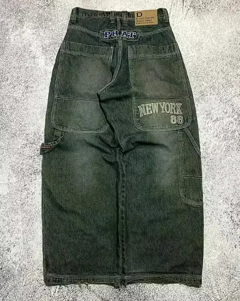 American Y2K 2025 New Baggy Wide Leg Black Oversized Jeans Women's Casual Street Joker Denim Pants Couple Jeans Vintage Streetwear