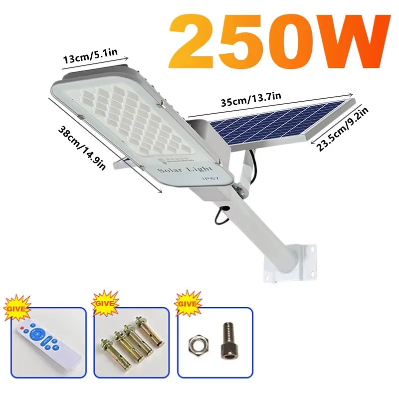 250W LED lumière solaire jardin extérieur étanche lampadaire solaire crépuscule à l'aube avec télécommande IP65 applique murale solaire