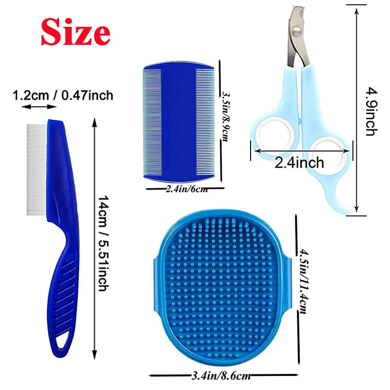 Kit de toilettage pour lapin, dissolvant de taches, peignes de nettoyage, coupe-ongles pour animaux de compagnie, shampoing Double face, brosse de bain pour cochon d'inde, lapin