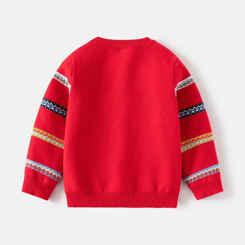 Pull imprimé de noël pour enfants, Costume du nouvel an 2025, manches longues, col rond, pulls tricotés doux et décontractés, pull chaud, haut de noël