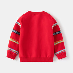 Pull imprimé de noël pour enfants, Costume du nouvel an 2025, manches longues, col rond, pulls tricotés doux et décontractés, pull chaud, haut de noël
