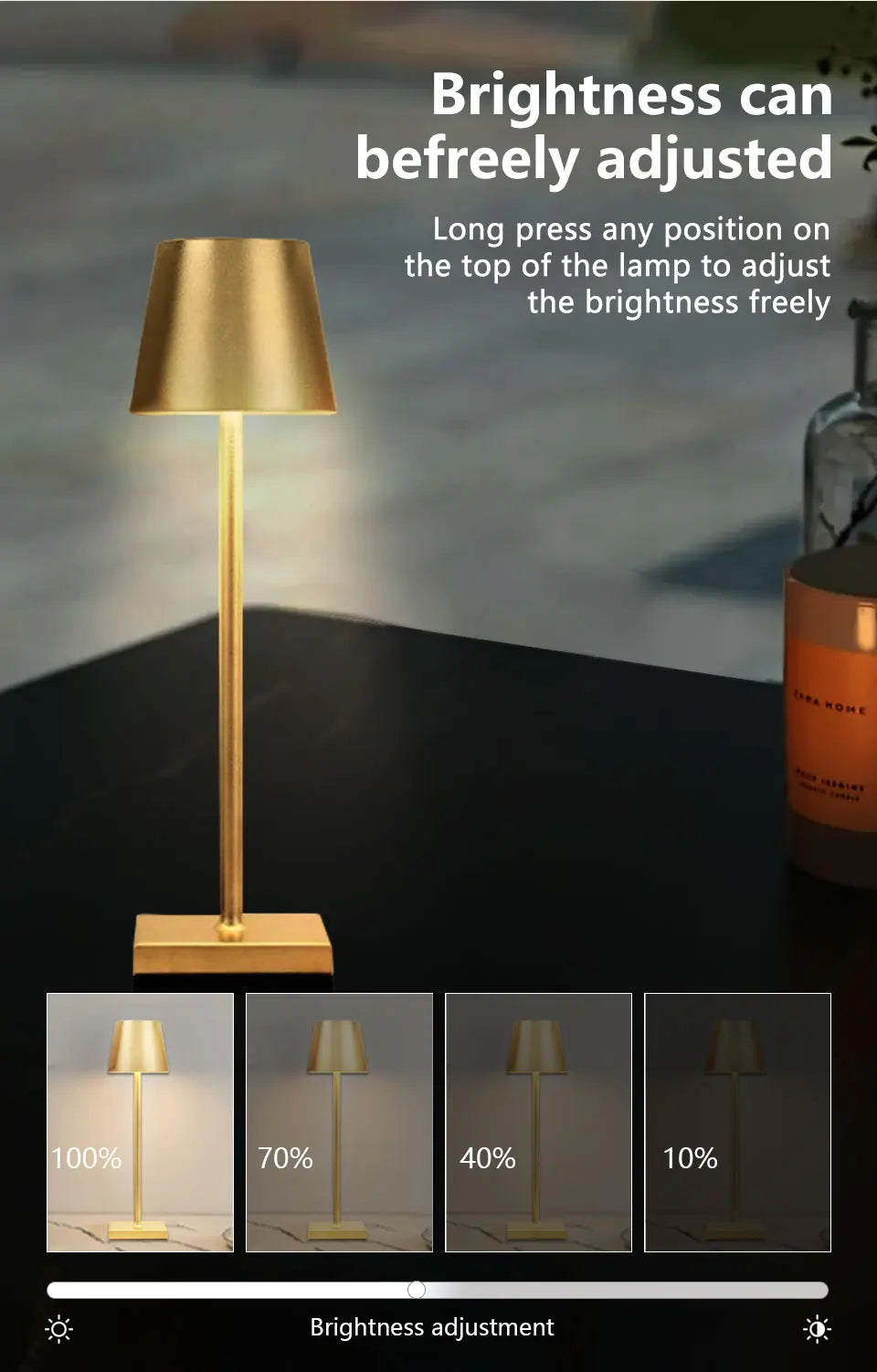 LED lampe de bureau Usb lampe de Table Rechargeable sans fil tactile 3 couleurs bureau veilleuse Bar Restaurant créatif lumière ambiante décor