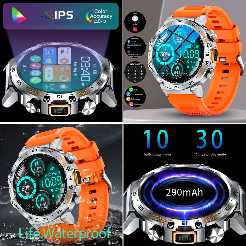 LIGE 2025 montre intelligente hommes Sport montres lampe de poche LED 360*360 Ultra HD écran étanche Fitness Bluetooth appel hommes Smartwatch