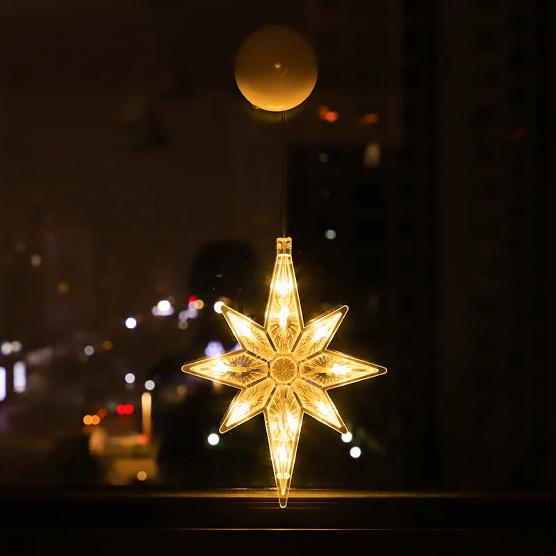 Lumières LED de Noël pour la décoration de la chambre à coucher, ornements de la maison, fenêtre, verre, batterie chaude