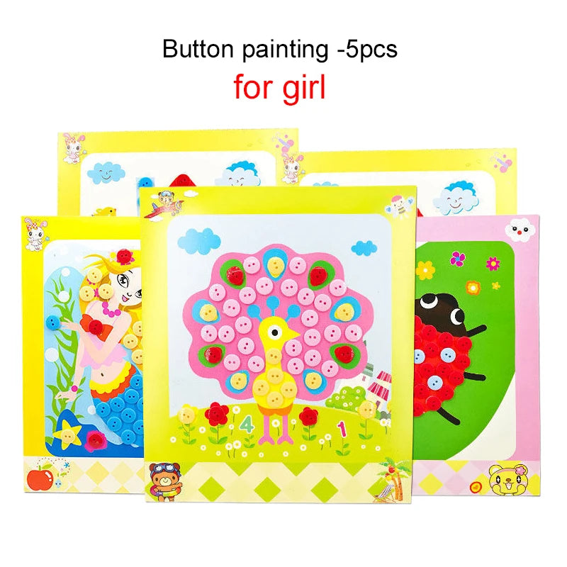 Enfants autocollants faciles à poser jouets bouton/pompon/diamant éducation précoce enfants Puzzle à la main peinture créative 3-6 ans cadeaux TMZ