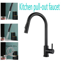 Flexible black cooking spaces, ribbed nozzle, stainless steel, hot and cold, 2 modes