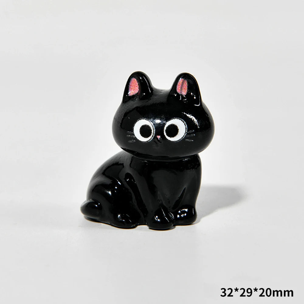 Cartoon resin cat figurine, mini kitten, tilted head, home decorations, small creative figurines for car and desk mounting
