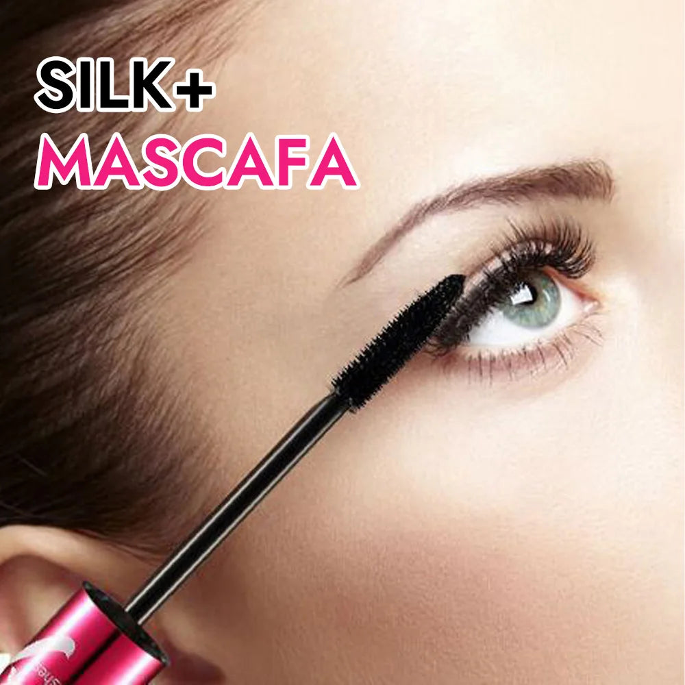 Ensemble de mascara en fibre avec double tubes, imperméable et longue durée, crée de longs cils naturellement recourbés sans bavures