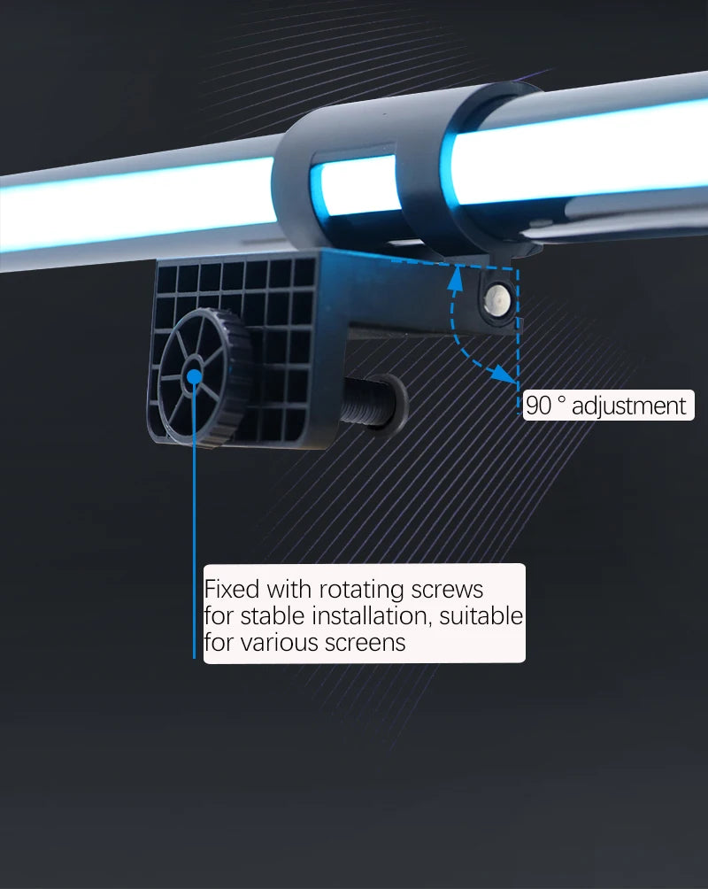 Barre lumineuse d'écran de moniteur de lampe de bureau à LED, escales informatiques RVB, lumières double face pour le travail, l'étude, la lecture, le jeu, l'éclairage de gradation