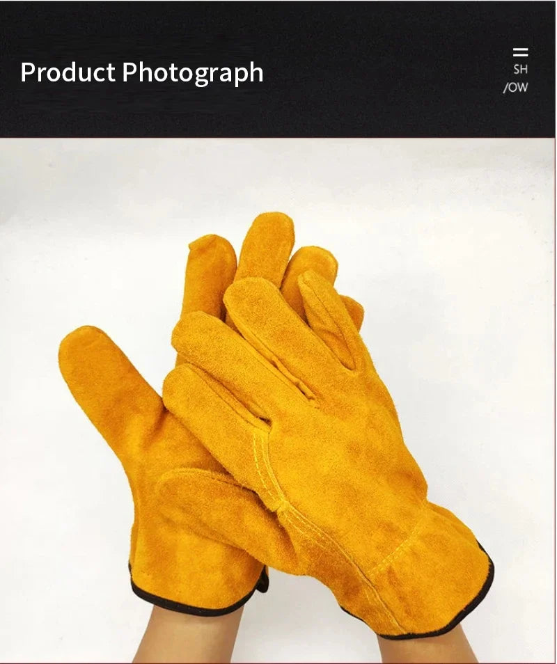 Gants de travail en cuir de vache souple pour hommes, pour conducteur, chasse, conduite, ferme, jardin, soudage, Protection de sécurité, gant de mécanicien