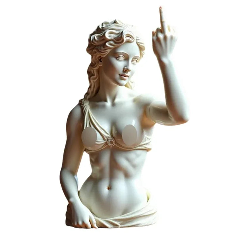 Statue de déesse de Vienne drôle en résine, Sculpture offensive du doigt du milieu, Figurines de bureau Medusa, nouveauté, cadeau artistique, décoration de maison