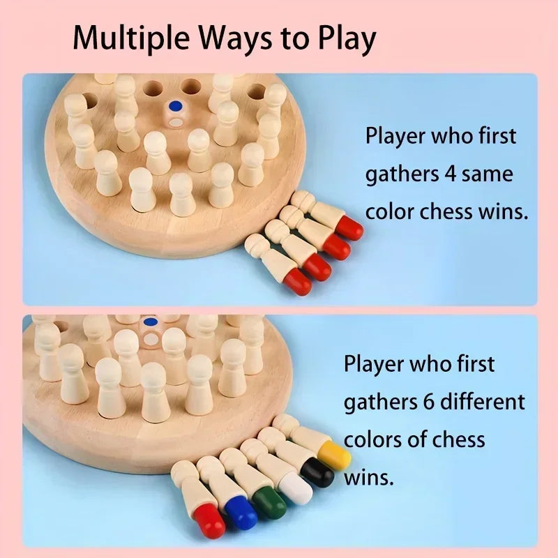 Jeu de mémoire en bois, Puzzle d'échecs éducatif pour enfants et adultes, niveau de compétence intermédiaire, jeu de société familial Portable
