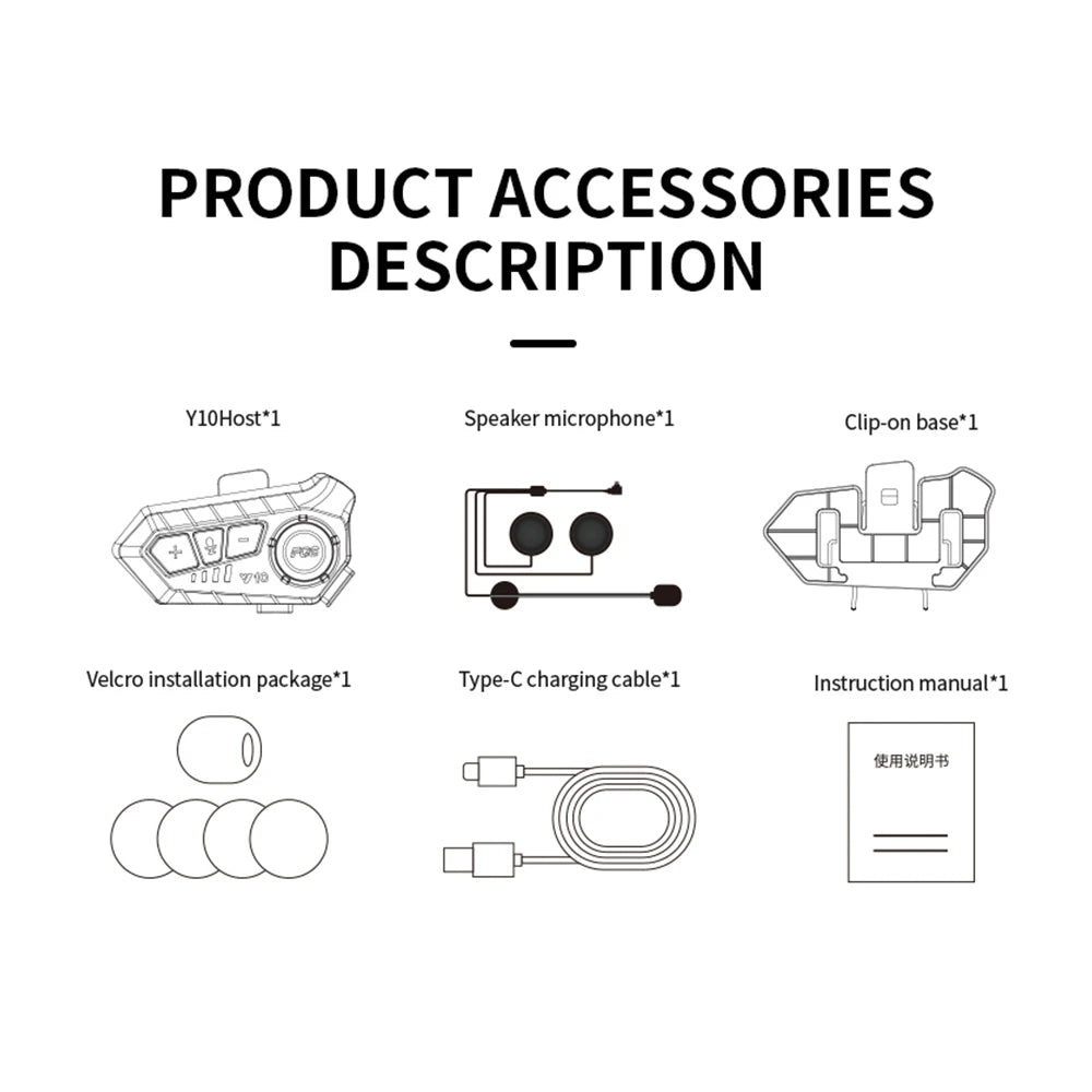 Casque de moto Bluetooth 5.3 sans fil, étanche IPX6, réduction du bruit, écouteur, 2000mAh, longue veille, mains libres