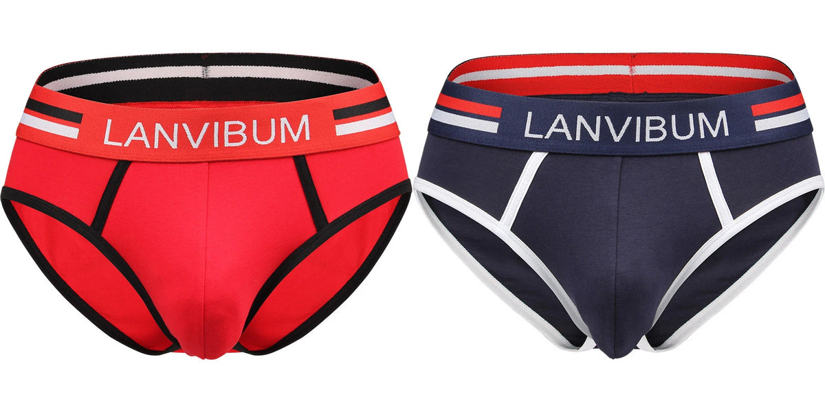2-piece set - men's underwear briefs in breathable cotton, youthful, medium waist, plus size, summer briefs