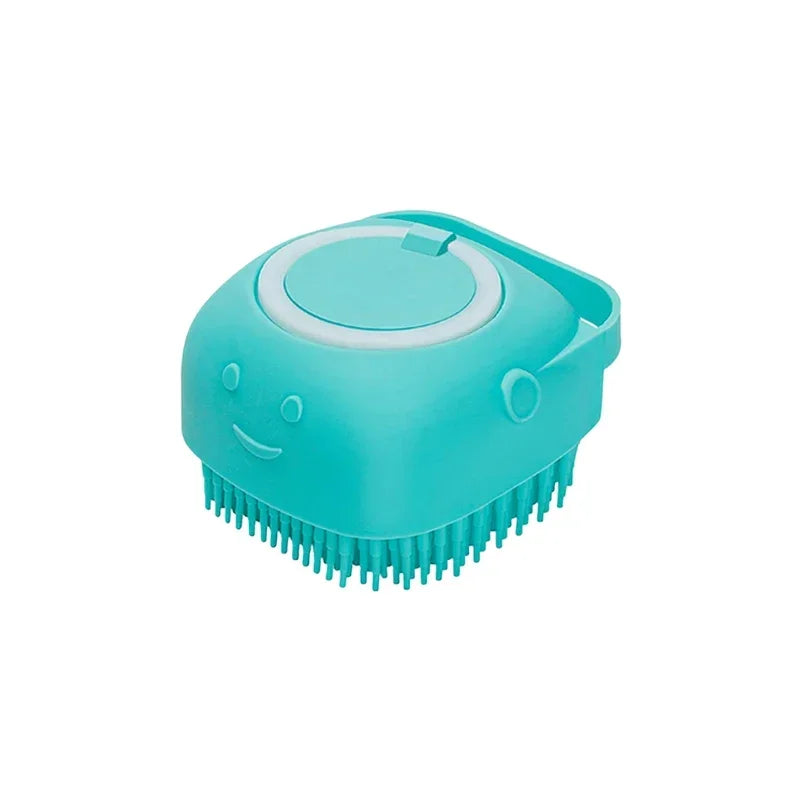 Brosse de bain pour chien, brosse de Massage pour animaux de compagnie, distributeur de shampoing, brosse en Silicone souple, poils en caoutchouc pour chiens et chats, outil de toilettage de douche