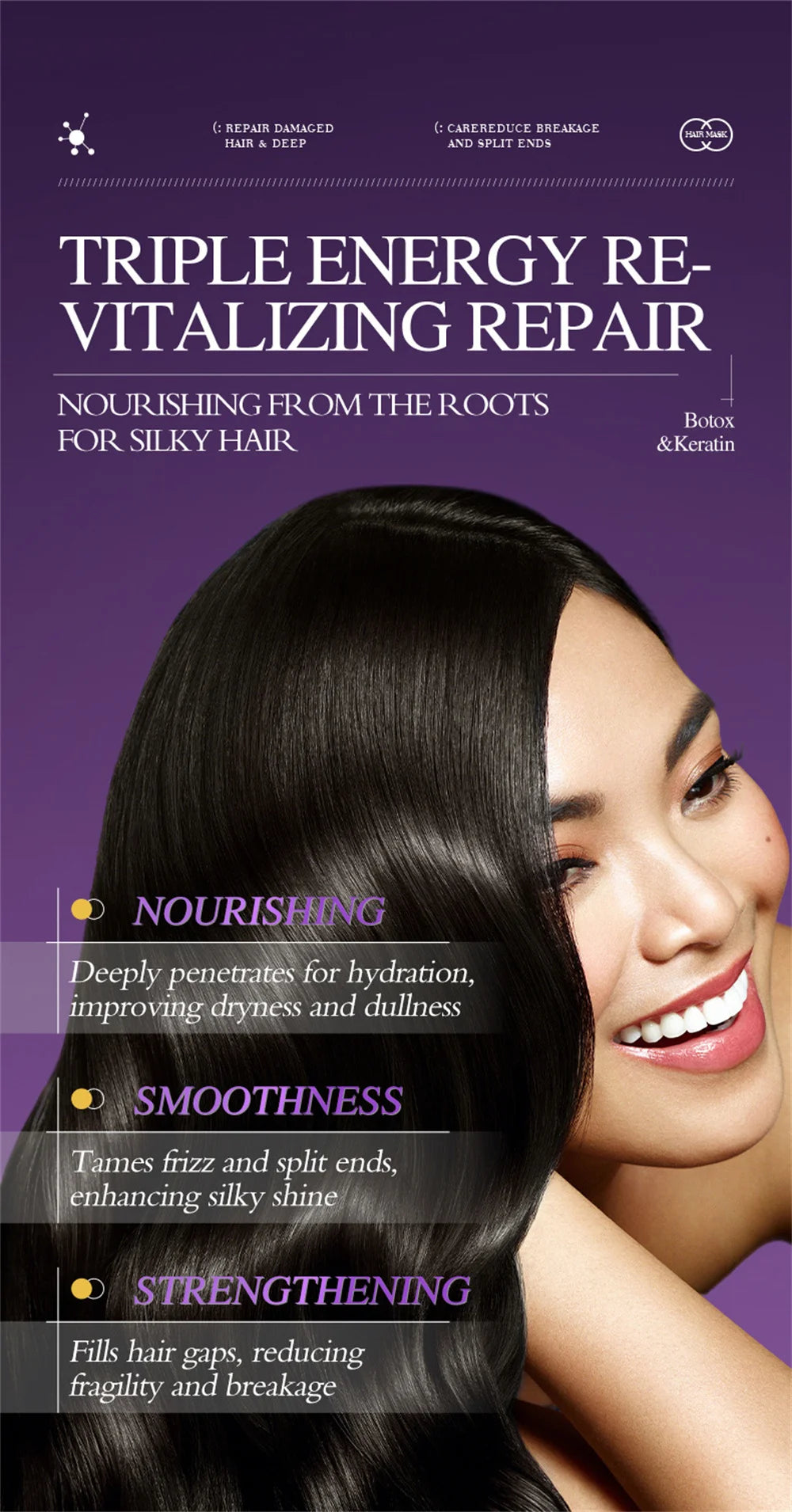 Masque capillaire magique à la kératine, réparation en 5 secondes, cheveux crépus endommagés, doux, lisse, brillant, Nutrition, hydratant en profondeur, nourrissant, soins capillaires