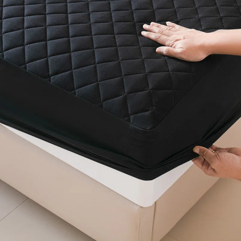 Housse de matelas 100% imperméable, drap-housse épais de couleur unie, simple/Queen/King, 135x200cm, 160x200cm, housse de lit souple