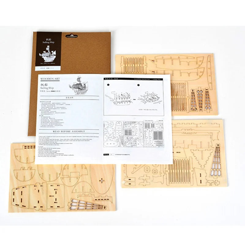 Puzzle 3D en bois, modèle de jouet mécanique fait à la main, jeu de construction, à assembler, modèle de bateau, ornement, cadeau de noël, 1 pièce