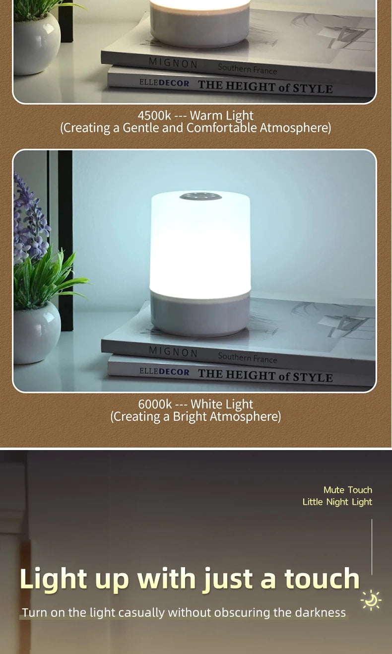 Veilleuse LED à capteur tactile pour enfants, lumière à intensité variable en continu, à côté de la lampe, chargement USB, lampe de table, veilleuse pour bébé, chambre à coucher
