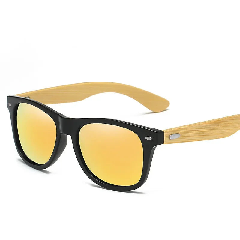 Lunettes de soleil en bois de bambou pour hommes et femmes, classiques, Non polarisées, UV400, Vintage, pour la conduite, noires, pour la pêche, UV400