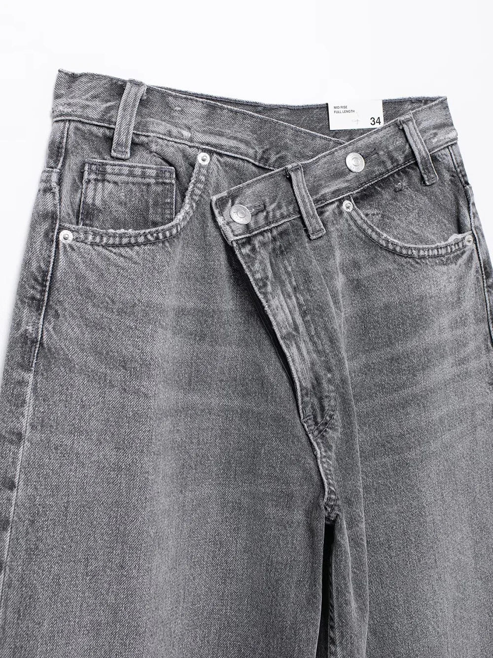 Jeans asymétriques à taille haute et à jambes larges pour femmes nouveaux modèles de base mode polyvalente pantalons droits pantalons