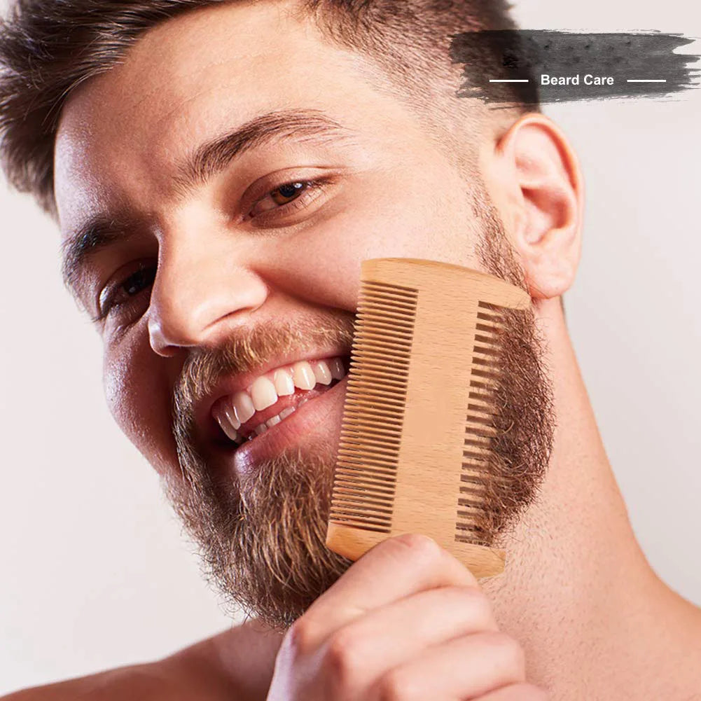 Ensemble complet de soins de barbe pour hommes, peigne à barbe, baume, peigne Double face avec rouleau, liquide de croissance de barbe, 5/7/8 pièces